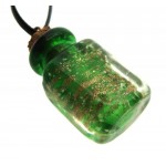 Lachrymatory Style Green Glass Bottle Pendant
